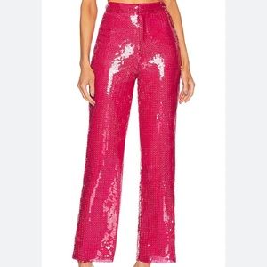 Revolve MORE TO COME Georgie Hot Pink Sequin Pant
